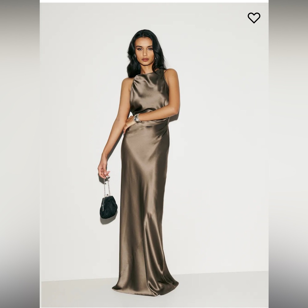 Reformation Satin Brown Maxi Dress
